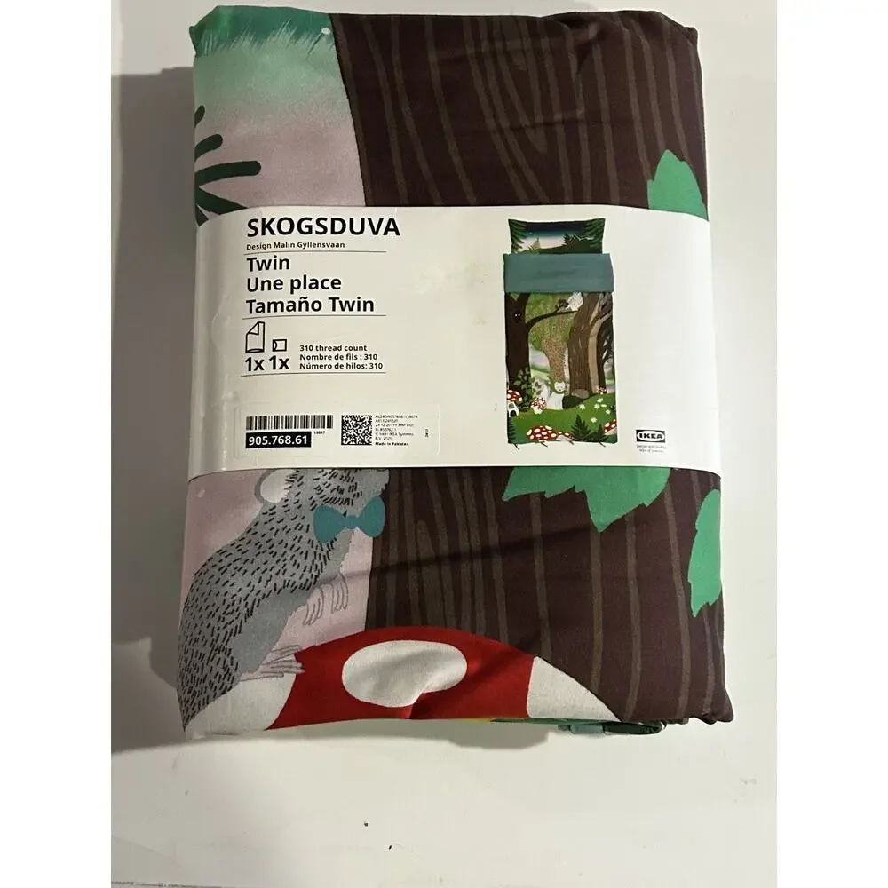 Brand New IKEA SKOGSDUVA Twin Duvet Cover & Pillowcase Forest Pattern 905.768.61